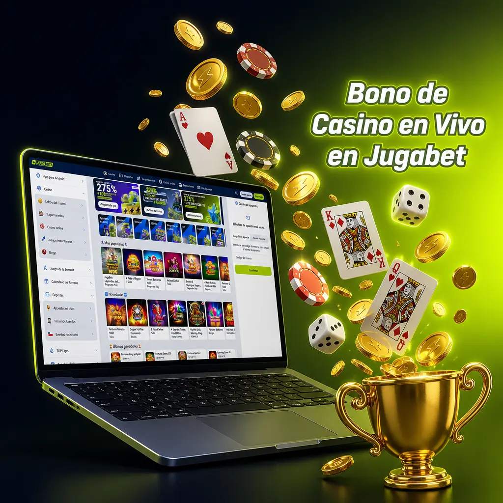 Bono de casino en vivo Jugabet: 20% extra en tu primer depósito para jugar en mesas en vivo con dinero real.