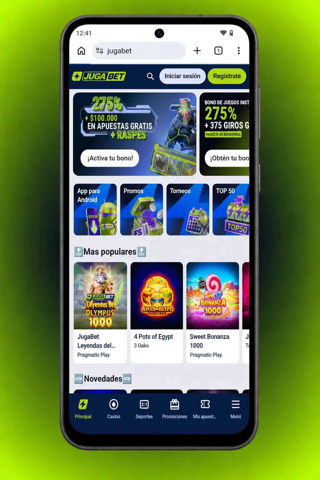 Pasos para descargar e instalar el APK de Jugabet en Android desde el sitio oficial, compatible con Android 4.1 o superior.