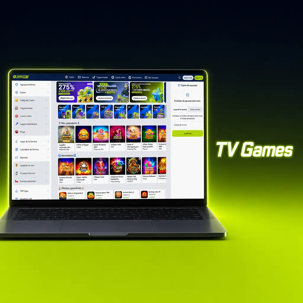 Presentador conduce juegos de TV en vivo: ruedas de la fortuna, bingo, dados y cartas con resultados en segundos