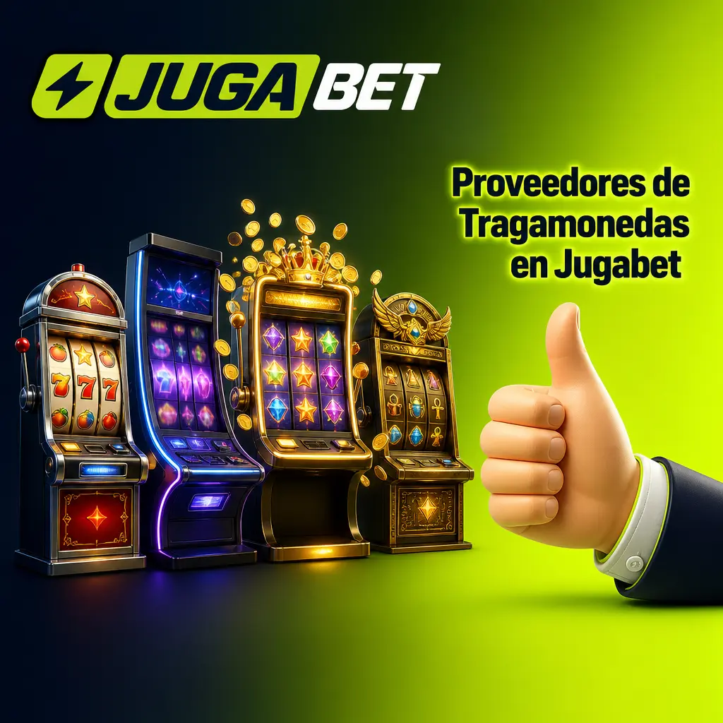 Catálogo de 27 proveedores de tragamonedas en Jugabet: Pragmatic Play, Play'n GO, NetEnt, BTG, Hacksaw, Relax Gaming y Thunderkick.